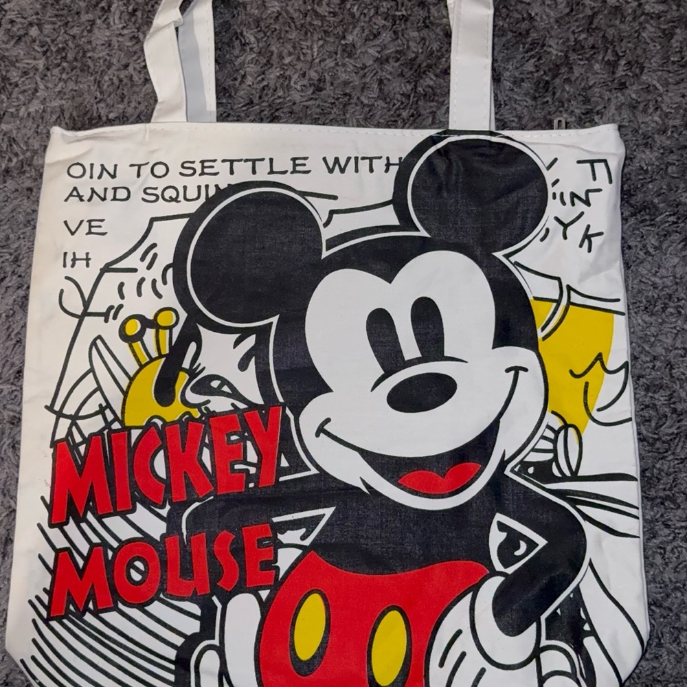 Mickey Mouse Graphic Tote Bag - Black White Red Yellow